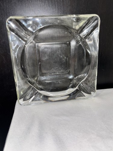 Vintage großer quadratischer Klarglas Aschenbecher & smaragdgrüner Aschenbecher 6x6, 60’er Jahre - Bild 4 von 13