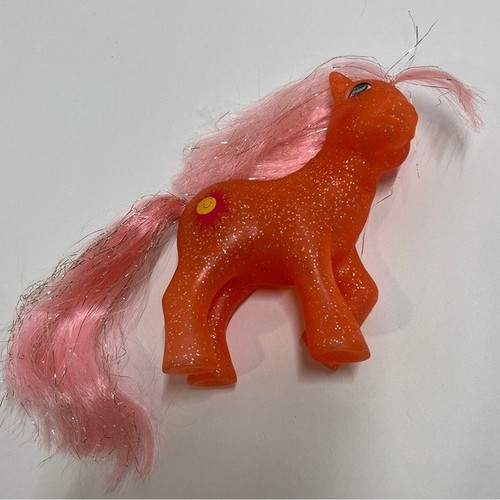 Vintage G1 My Little Pony MLP Sparkle Sunspot Hasbro 1984 Orange Glitter Tinsel - Picture 3 of 14