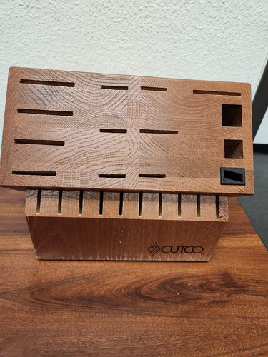 Cutco 24 Ranuras Cuchillo Bloque de Almacenamiento Madera de Roble Miel Hecho en EE. UU. Usado - Imagen 1 de 7