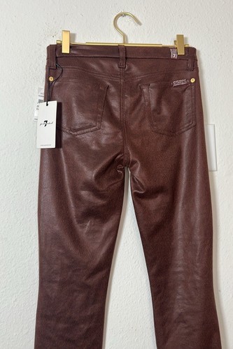Pantaloni skinny 7 For All Mankind marroni rivestiti in ecopelle taglia 26 nuovi con etichetta! - Foto 5 di 7