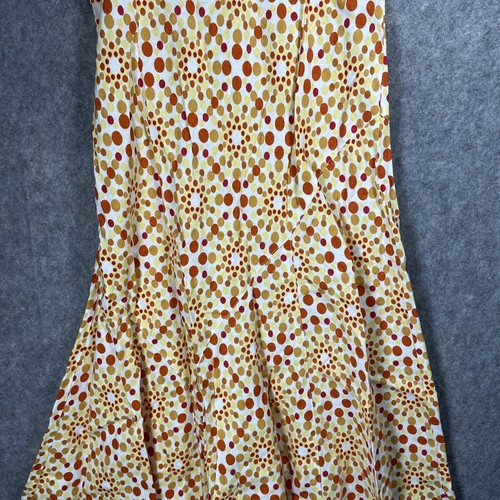 Per Una Summer Dress 70's Orange Polka Print Sleeveless Fit & Flare UK 12 Long - Picture 21 of 23