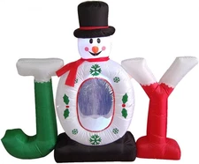 4 Foot Christmas Inflatable Joy Snowman Snow Globe Yard Decoration