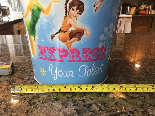 TIN BOX CO DISNEY Metal Trash Can EXPRESS YOUR TALENT Tinkerbell PIXIE ELF GIRLS - Picture 24 of 24