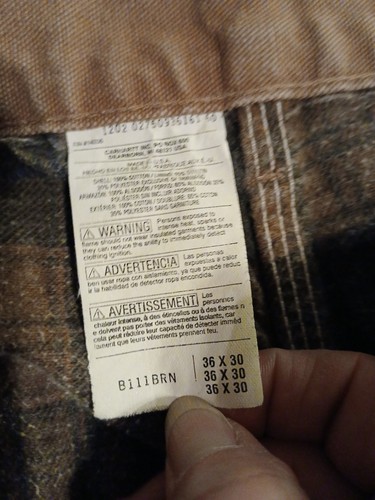 Carhartt Carpenter Hose Herren 36x30 B111-BRN Original Fit Flanell gefüttert  - Bild 2 von 7