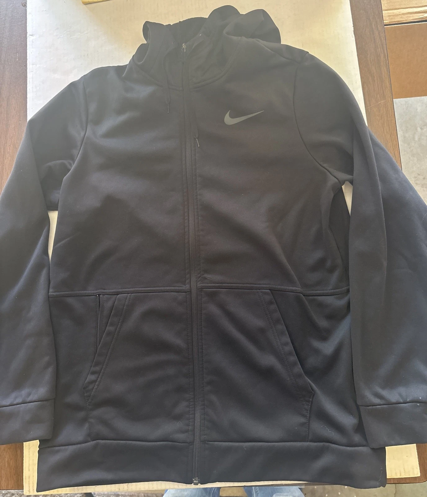 NIKE Men’s Therma Fit Training Hooded Jacket Full Zip Black Size Large