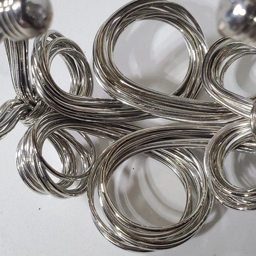Chunky Silver Tone Swirl Art Wire Wrap Fashion Cuff Bracelet - Picture 10 of 15