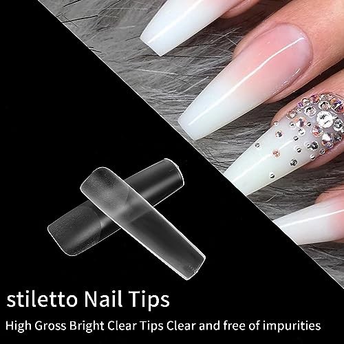 240 Pcs Square Clear Extra Long No C Curve Nail Tips, XXL Tapered Square Full - Picture 6 of 7