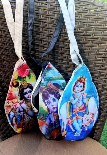 Spiritual Lord Krishna Bal Gopal Digital Print Hindu Prayer bag Jholi Art ISKON - Picture 2 of 10