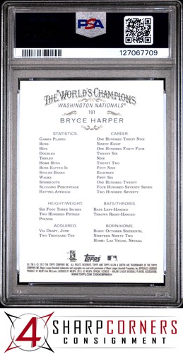 2013 TOPPS ALLEN & GINTER #191 BRYCE HARPER NATIONALS PSA 10 - Picture 2 of 3