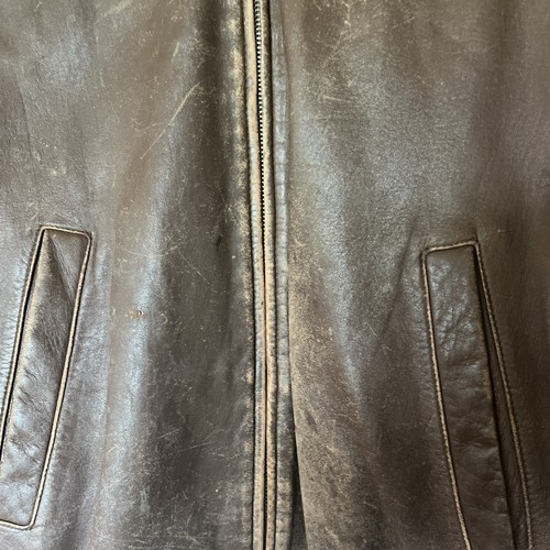 Vtg Men’s J Ferrar Men’s Medium Leather Distressed Aviator Bomber Coat Jacket - Picture 4 of 16