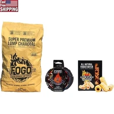 Hardwood Lump Charcoal 17.6 Pound Bag Fogostarters Natural Fire Starters New