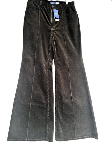 NWT Polo Ralph Lauren Dark Brown Pintucked Corduroy Wide Leg Flared Pants Size 8 - Picture 10 of 22