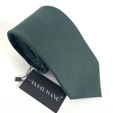 Barry Wang Men's Tie Solid Green 100% Silk Italy NWT Hand Tailored 60"  x  3.25"