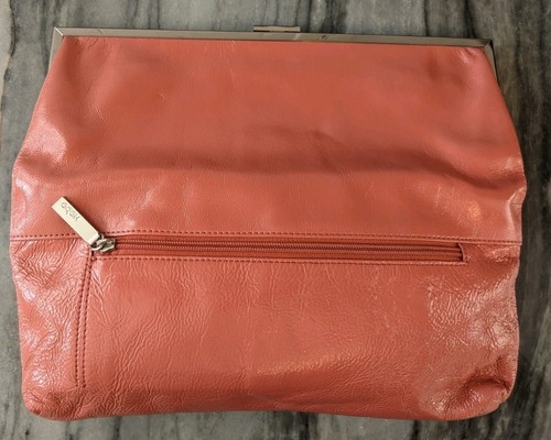 Hobo International Pink Patent Genuine Leather Double Frame Flap Clutch Handbag - Picture 8 of 20
