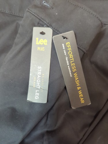 LEE Womens 22W Medium Black Mid Rise Straight Leg Woven Comfort Waist Pants. NWT - Picture 4 of 8