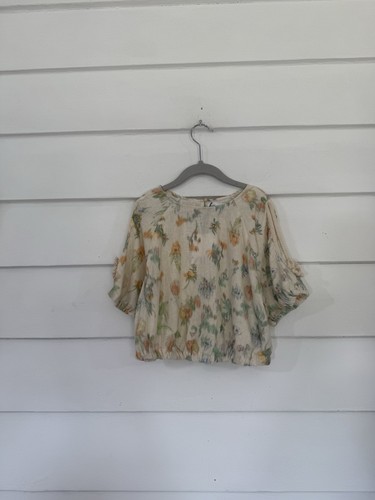 NEW ZARA GIRL BEIGE LINEN BLEND CUT OUT TIED FLORAL TOP 11 12 YEARS CM 152CM - Picture 11 of 14
