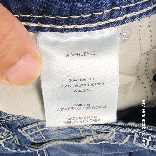 Silver Jeans Women's 30x34 Blue Stretch Denim Suki Mid Bootcut Curvy Fit New Tag - Picture 8 of 8