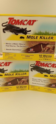 3 Boxes TOMCAT MOLE KILLER Mimics Natural Food 10 Worms per box NEW SEALED - Picture 4 of 24