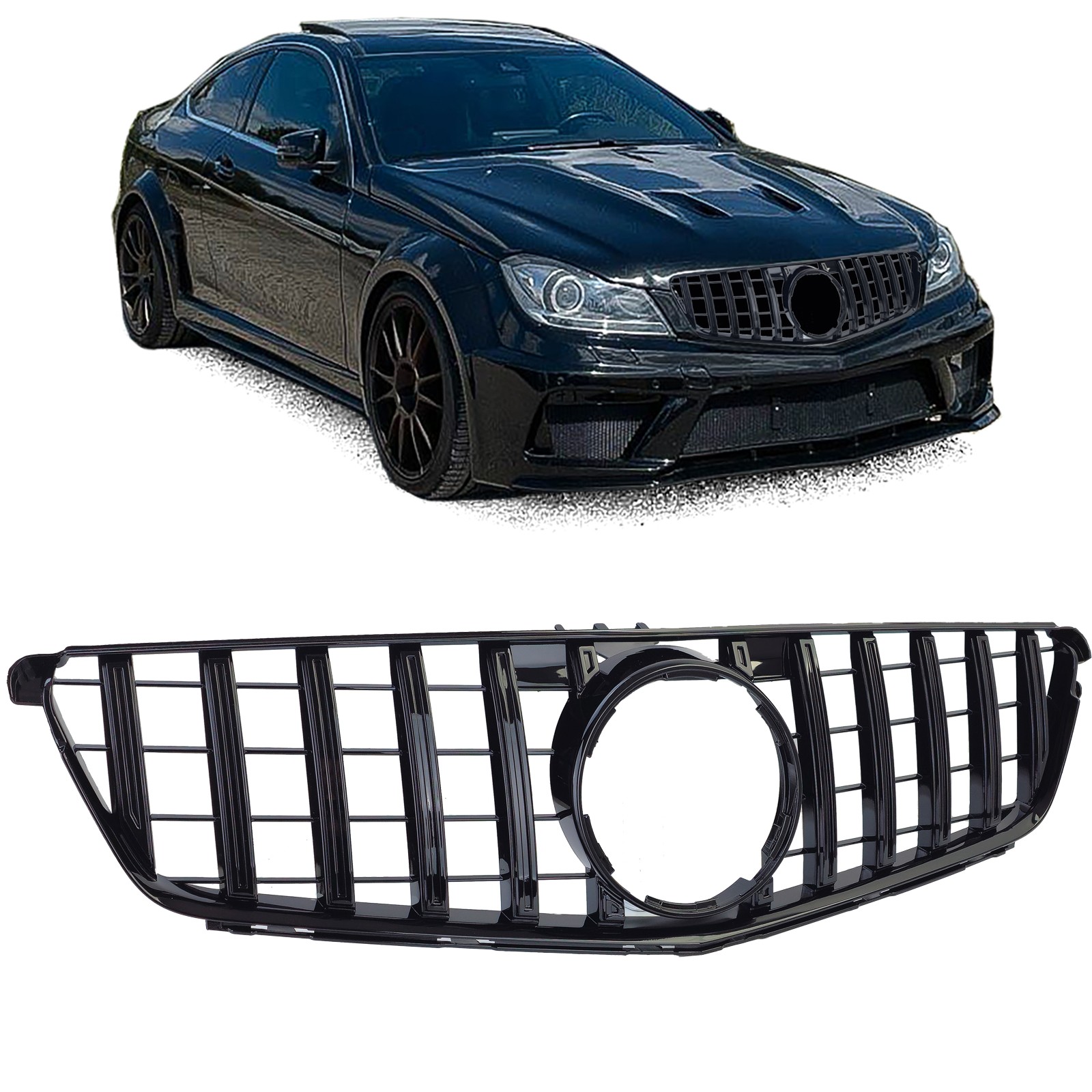 Sport Kühlergrill Schwarz Glanz für Mercedes C Klasse W204 S204 C204