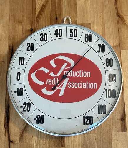 Vintage Production Credit Association Bauern Viehzüchter Werbung Thermometer Schild - Bild 1 von 24