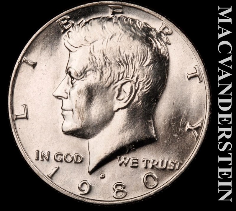 1980-D Kennedy Half Dollar - Choice Gem Brilliant Unc  No Reserve  #L7289