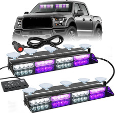 32led Purple White Emergency Dash Strobe Lights With Controller Suction Cups War