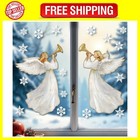 Christmas Window Clings Decorations 2 Sheets Extra Large Angel White, Gold