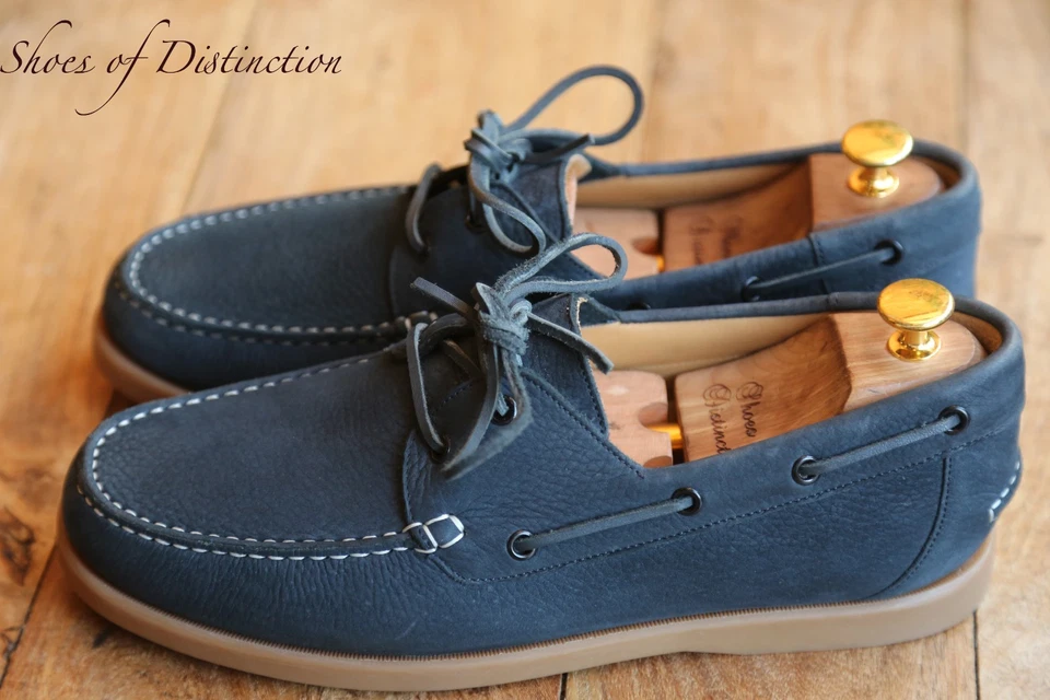 Loake Shoemaker Navy Blue Nubuck Leather Boat Deck Shoes Boot Mens UK 10 US 11 - Image 2 of 4