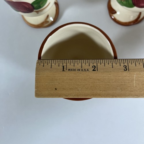 6 TAZZE UOVO vintage francescane in terracotta con piedi di MELA, alte 3-7/8" - Foto 9 di 10