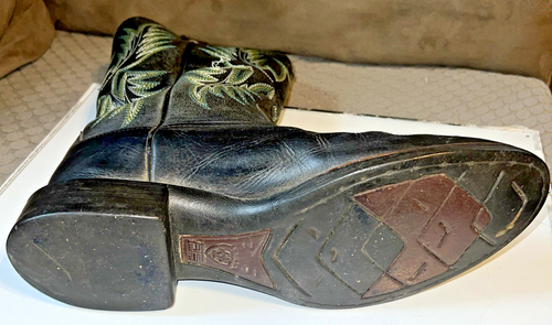 Men's Ariat Black Leather Round Toe Western Cowboy Boots Size: 10D See Pics - Picture 10 of 16