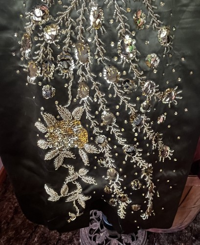 Vintage 1950s Cheongsam Qipao Dress Size XS-S Beaded Sequin Embroidered Phoenix - Picture 2 of 11