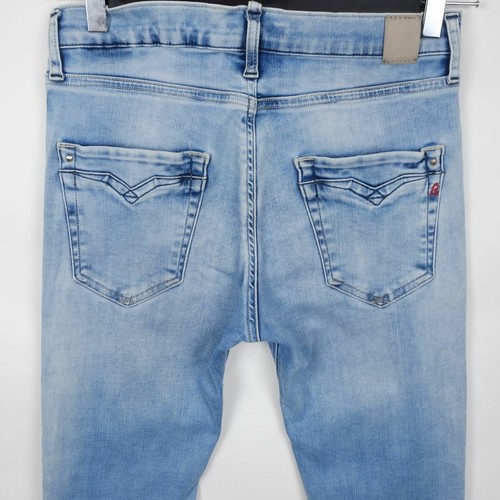 REPLAY SUPER SLIM SB9048 BLUE BLEACHED STRETCH BOY DENIM KID 14 / W28 L32 JEANS - Picture 5 of 9