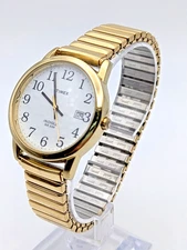Timex Indiglo Easy Reader Watch Men 35mm Gold Tone Date 3 ATM  New Battery