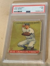 1933 GOUDEY #158 MORRIS MOE BERG PSA PR 1 WASHINGTON SENATORS BASEBALL CARD.