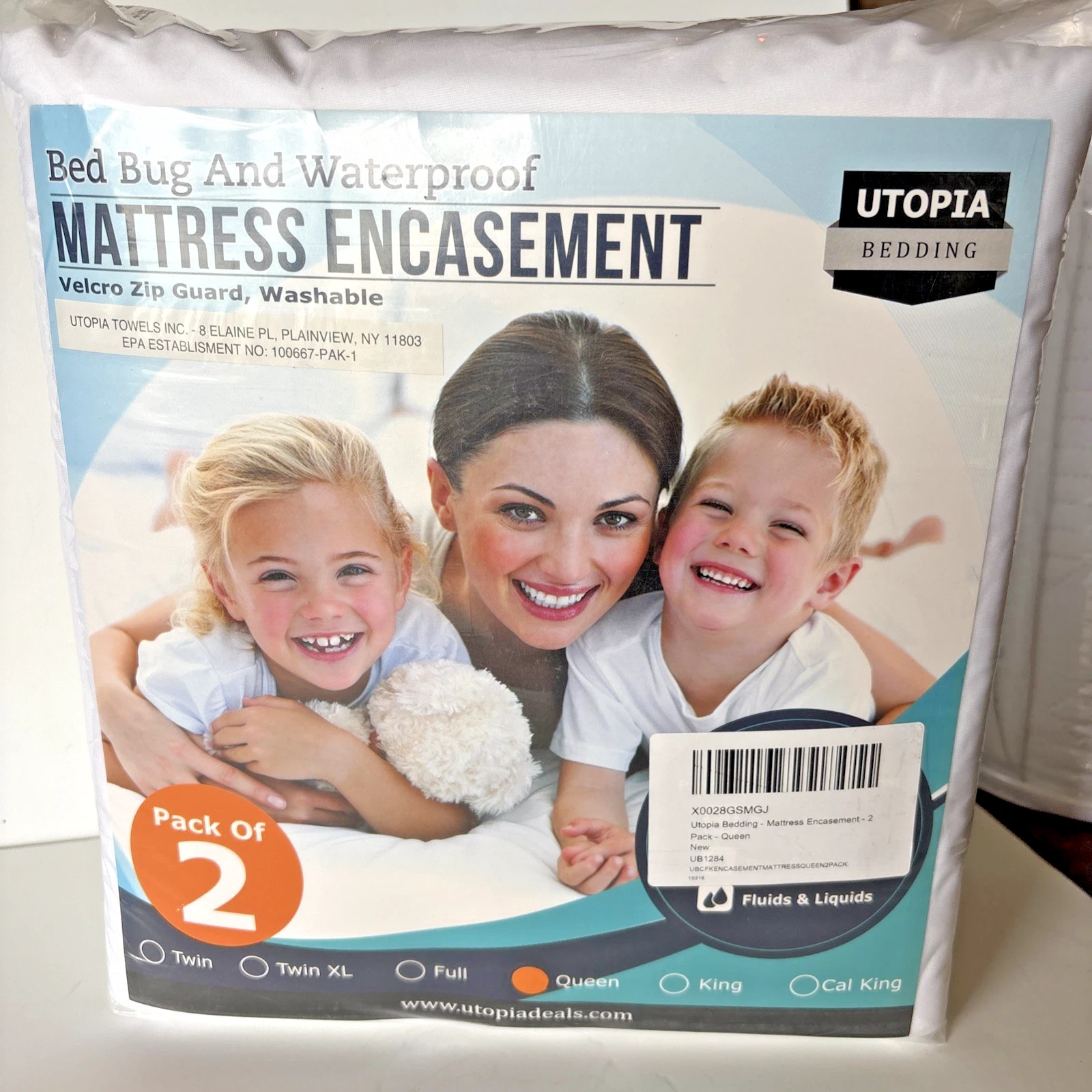 Pack of 2 Utopia Waterproof & Bed Bug Proof Mattress Zippered Encasement Queen