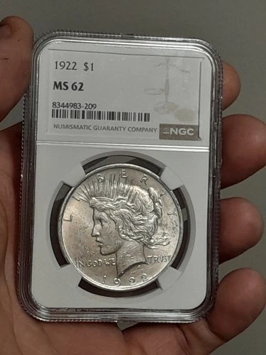1922- P Peace Silver Dollar MS62 NGC