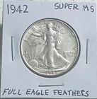 1942 Walking Liberty Half Dollar Gem BU! Heavy Mint Luster" Full Eagle Feathers