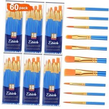 Paint Brush Set,6 Packs Pcs Nylon Hair Paint Brushes for Acrylic 60 Blue