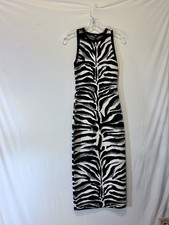 Express Zebra Print Sheath Dress Bodycon Midi Cocktail Party XS