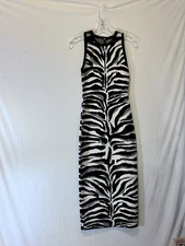 Express Zebra Print Sheath Dress Bodycon Midi Cocktail Party XS