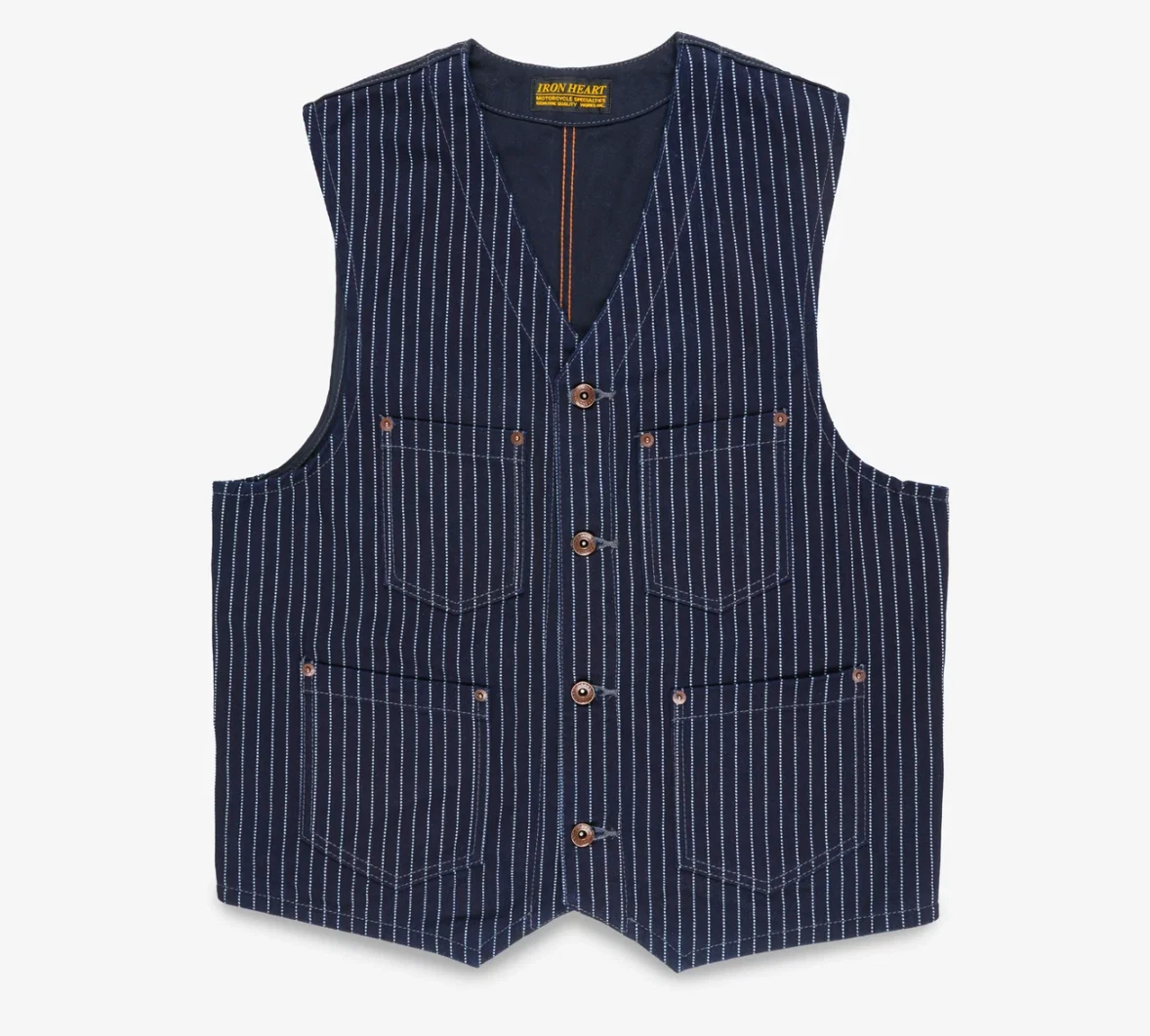 Iron Heart Vest-IHV-02-IND- Indigo Wabash/Duck Work Vest -LARGE - product detail image 1