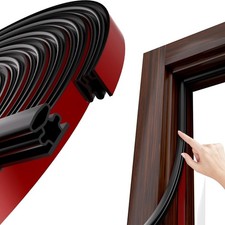 Weather Stripping, Black D-Shaped Rubber Seal Strip for Doors/Windows, Self-A...
