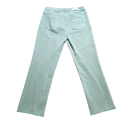 Denim verde recortado pierna recta La Cienega crudo talla 28 - Imagen 2 de 8