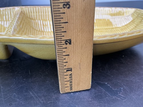 Vtg California Chips and Dip Ceramic Platter Wicker Design Yellow - Picture 5 of 6
