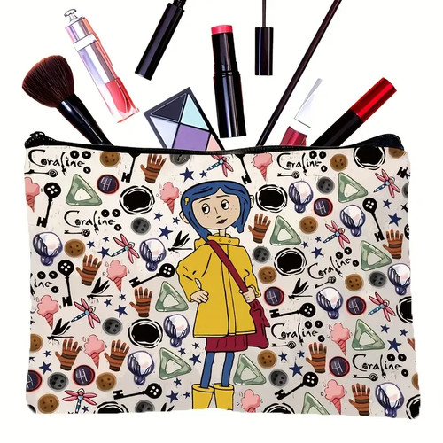 1PC Coraline Movie Themed Makeup Bag Cosmetic Bag Travel Bag Zipper Pouch Bag - Picture 3 of 6