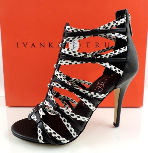 Ivanka Trump Manis Strappy High Heel Sandals Black Multi Leather Size 5.5 - Picture 4 of 8
