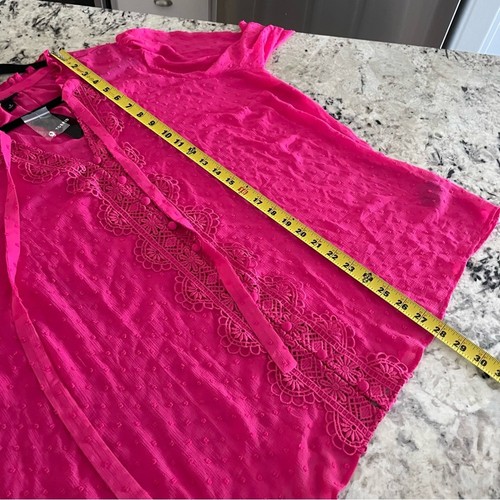Torrid rosa Chiffon Clip Punkte Rüschen Krawatte vorne Top 3X Neu mit Etikett 40286187 Barbie - Bild 12 von 14