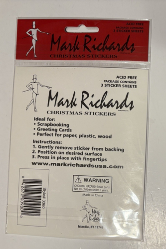 Pegatinas para álbumes de recortes de Navidad Mark Richards - Santas - 3 hojas nuevas en paquete - Imagen 4 de 4