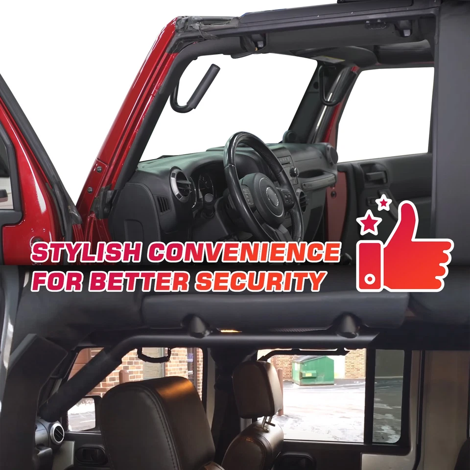 Front Rear Grab Handles Grip Handle Grab Bars For Jeep Wrangler JK JKU 2007-18 - Imagem 2 de 4