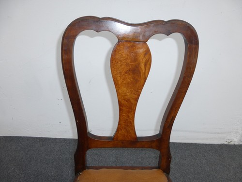 Vintage Accent Chair Ball & Claw Feet Burl Wood Brown Leather Decorative Nail - Picture 4 of 10